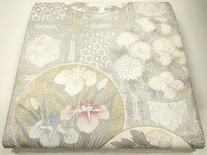 平和屋着物■太鼓柄袋帯 綴れ 天井花丸文 金銀彩 逸品 CAAG3061eg