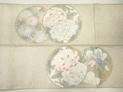 平和屋着物■太鼓柄袋帯 綴れ 天井花丸文 金銀彩 逸品 CAAG3061eg