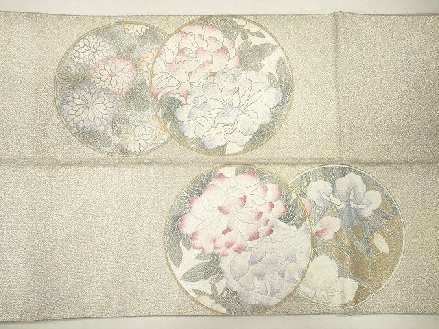 平和屋着物■太鼓柄袋帯 綴れ 天井花丸文 金銀彩 逸品 CAAG3061eg