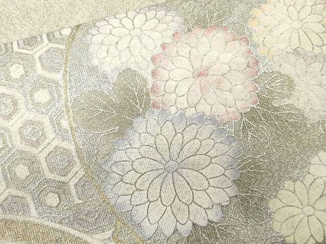 平和屋着物■太鼓柄袋帯 綴れ 天井花丸文 金銀彩 逸品 CAAG3061eg