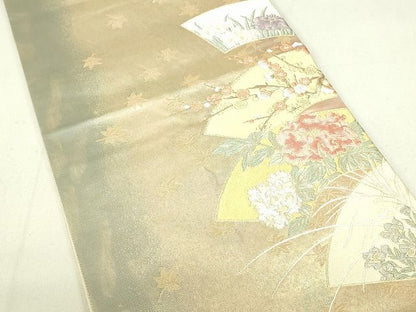 平和屋着物■六通柄袋帯 唐織 地紙草花文 金糸 引箔 逸品 DAAH6405sf