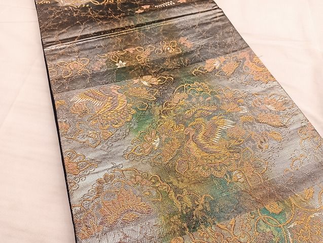 平和屋着物□六通柄袋帯 鳳凰花唐草文 金銀糸 引箔 逸品