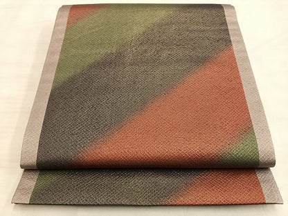 平和屋着物◎全通柄袋帯 斜線文 金糸 逸品 BAAJ1492du