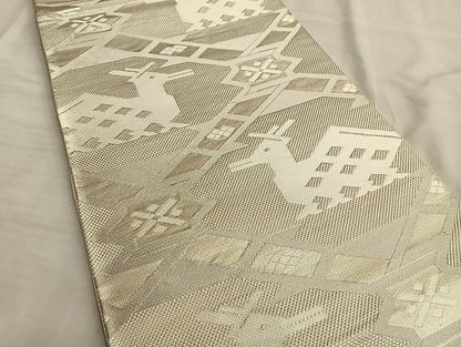 平和屋着物◎六通柄袋帯 有栖川文様 銀糸 逸品 BAAJ2615du
