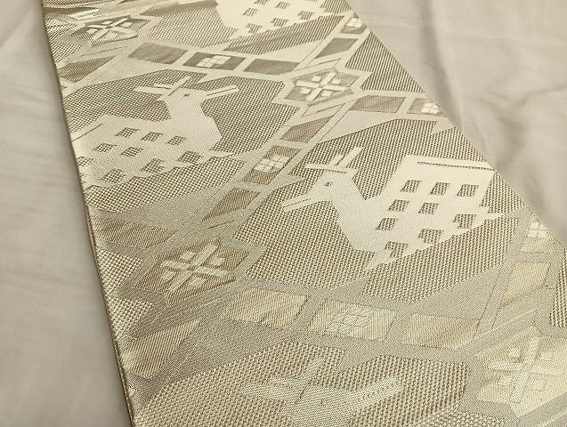 平和屋着物◎六通柄袋帯 有栖川文様 銀糸 逸品 BAAJ2615du
