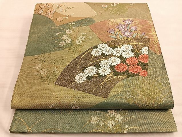 平和屋着物◎太鼓柄袋帯 唐織 秋栄 金糸 引箔 逸品 BAAJ1498du