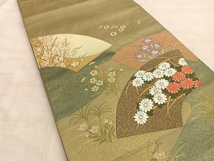 平和屋着物◎太鼓柄袋帯 唐織 秋栄 金糸 引箔 逸品 BAAJ1498du