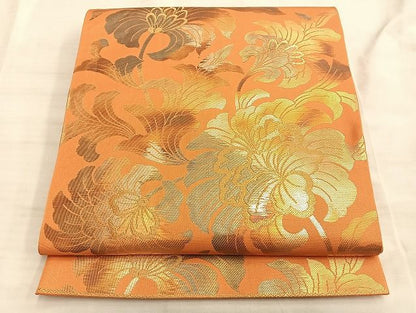 平和屋着物◎六通柄 本袋帯 草花文 金糸 逸品 BAAJ2649du