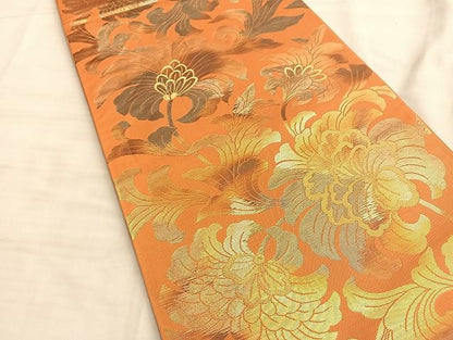 平和屋着物◎六通柄 本袋帯 草花文 金糸 逸品 BAAJ2649du