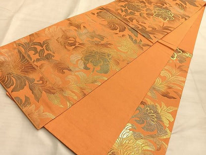 平和屋着物◎六通柄 本袋帯 草花文 金糸 逸品 BAAJ2649du