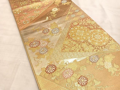 平和屋着物■六通柄袋帯 唐織 正倉院花唐草文 金糸 逸品 BAAJ2675du