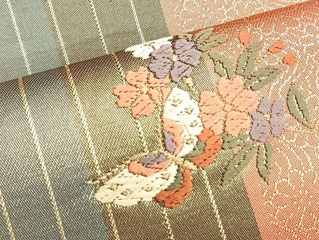 平和屋着物◎六通柄袋帯 唐織 草花間道 金銀糸 逸品 BAAJ9927du