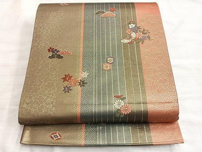 平和屋着物◎六通柄袋帯 唐織 草花間道 金銀糸 逸品 BAAJ9927du