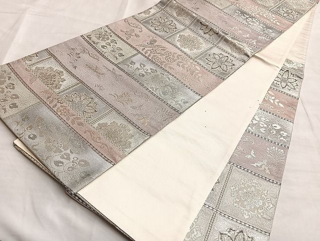 平和屋着物◎六通柄袋帯 唐織 鳳凰格天井花唐草文 金銀糸 逸品 BAAJ9937du
