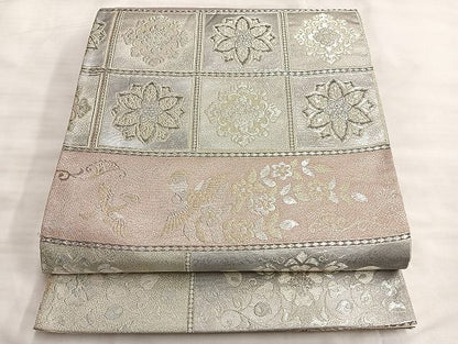 平和屋着物◎六通柄袋帯 唐織 鳳凰格天井花唐草文 金銀糸 逸品 BAAJ9937du