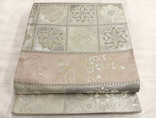 平和屋着物◎六通柄袋帯 唐織 鳳凰格天井花唐草文 金銀糸 逸品 BAAJ9937du