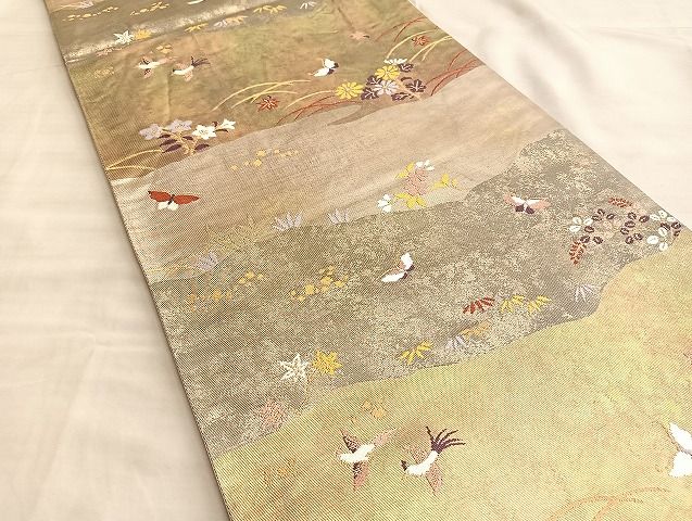 平和屋着物◎六通柄袋帯 花鳥秋草文 金銀糸 引箔 逸品 BAAJ9942du