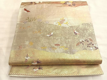 平和屋着物◎六通柄袋帯 花鳥秋草文 金銀糸 引箔 逸品 BAAJ9942du