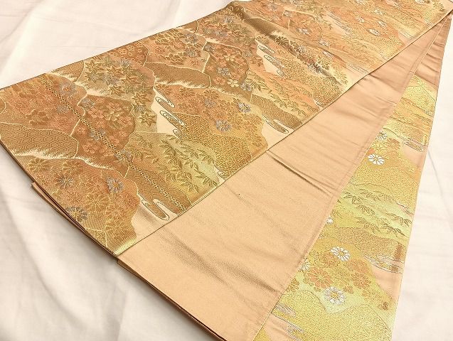 平和屋着物◎六通柄袋帯 唐織 遠山草花文 金銀糸 逸品 BAAJ9939du