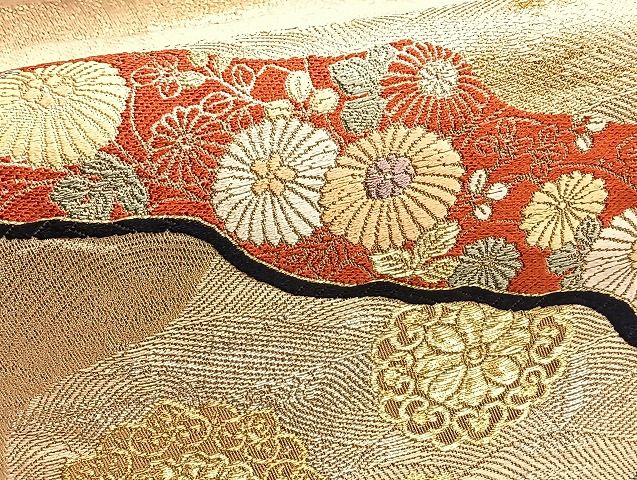 平和屋着物◎六通柄袋帯 唐織 正倉院道長花唐草文 金糸 逸品 BAAJ9965du