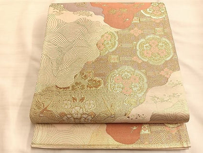 平和屋着物◎六通柄袋帯 唐織 道長有職文 金糸 逸品 BAAJ9970du