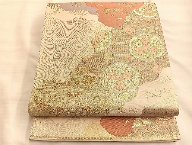 平和屋着物◎六通柄袋帯 唐織 道長有職文 金糸 逸品 BAAJ9970du