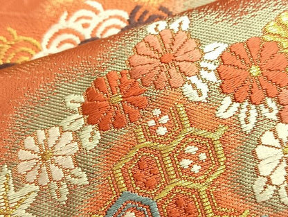 平和屋着物◎六通柄袋帯 唐織 雲取り吉祥花文 金糸 逸品 BAAJ9992du