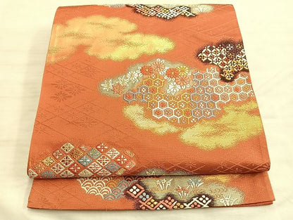 平和屋着物◎六通柄袋帯 唐織 雲取り吉祥花文 金糸 逸品 BAAJ9992du