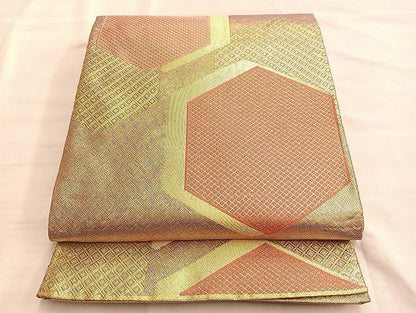平和屋着物◎佐賀錦 六通柄袋帯 亀甲文 金糸 逸品 BAAJ9988du
