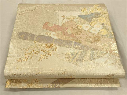 平和屋着物◎六通柄袋帯 絵巻草花文 金糸 逸品 CAAH5661qe