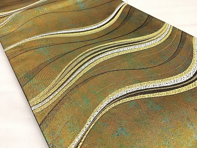 平和屋着物◎六通柄袋帯 流水紋 金銀糸 引箔 鈴乃屋扱い 逸品 BAAJ6004ea