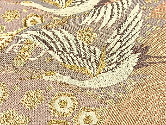 平和屋着物◎六通柄袋帯 唐織 道長飛鶴宝尽し 金糸 逸品 BAAJ6008ea