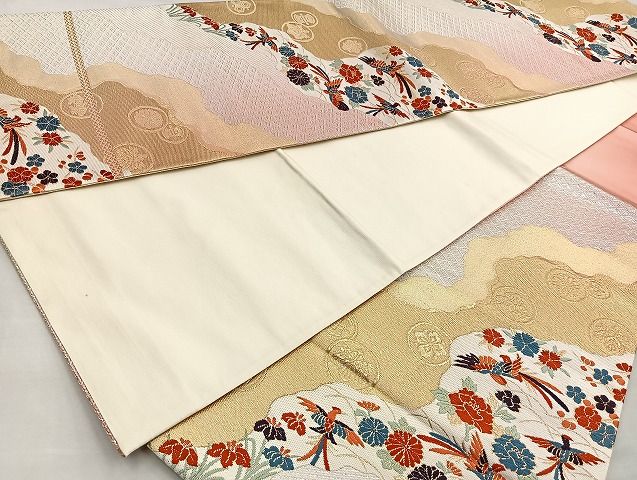 平和屋着物◎六通柄袋帯 唐織 道長花鳥文 金銀糸 逸品 BAAJ6014ea