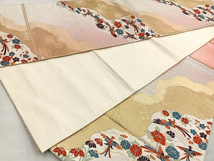 平和屋着物◎六通柄袋帯 唐織 道長花鳥文 金銀糸 逸品 BAAJ6014ea