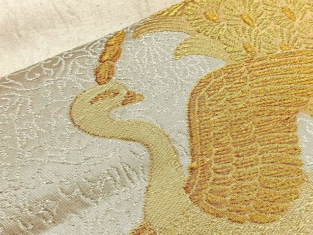 平和屋着物◎六通柄袋帯 孔雀花文 金銀糸 逸品 BAAJ6017ea