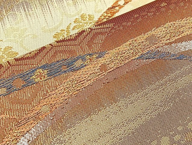 平和屋着物◎六通柄袋帯 正倉院切嵌文様 プラチナ二重織 逸品 BAAJ6013ea