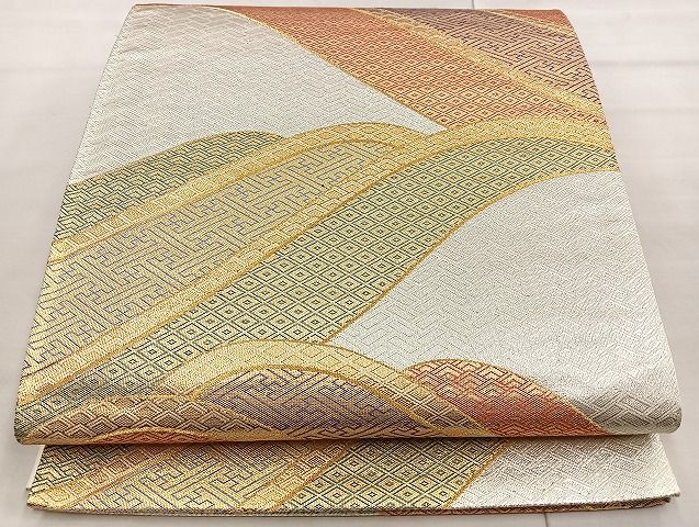 平和屋着物◎佐賀錦 六通柄袋帯 立波菱吉祥文 二重箔 金銀糸 逸品 BAAJ6011ea