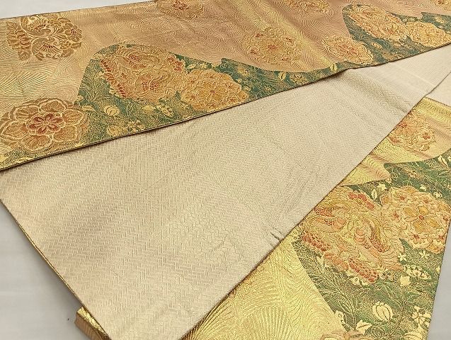 平和屋着物■佐賀錦　六通柄袋帯　向かい鳥正倉院花文　金糸　逸品　BAAJ6084ea