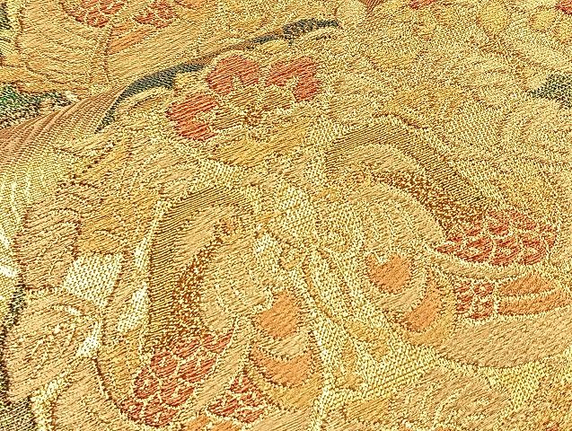 平和屋着物■佐賀錦　六通柄袋帯　向かい鳥正倉院花文　金糸　逸品　BAAJ6084ea