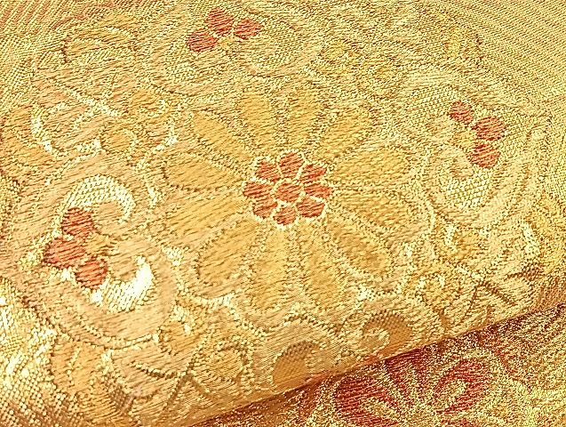 平和屋着物■佐賀錦　六通柄袋帯　向かい鳥正倉院花文　金糸　逸品　BAAJ6084ea