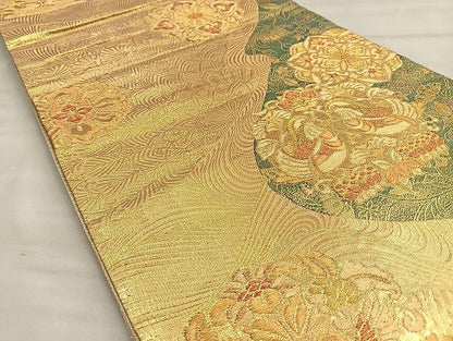 平和屋着物■佐賀錦　六通柄袋帯　向かい鳥正倉院花文　金糸　逸品　BAAJ6084ea