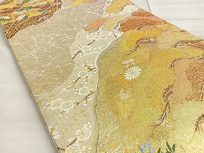 平和屋着物■六通柄袋帯　唐織　道長楽聚松文　金銀糸　逸品　BAAJ6094ea
