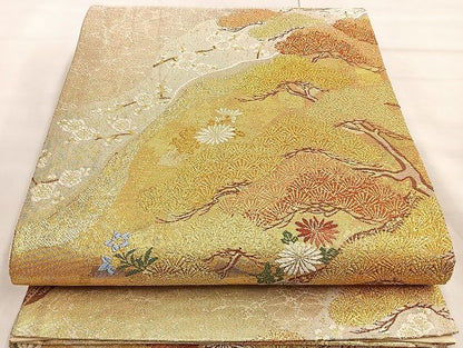 平和屋着物■六通柄袋帯　唐織　道長楽聚松文　金銀糸　逸品　BAAJ6094ea
