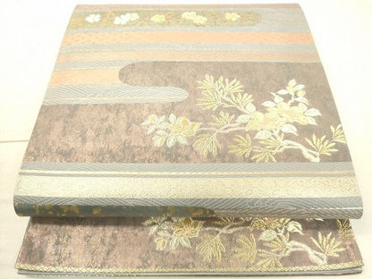 平和屋着物◎六通柄袋帯 霞取り花文 金糸 引箔 逸品 DAAI3605tw