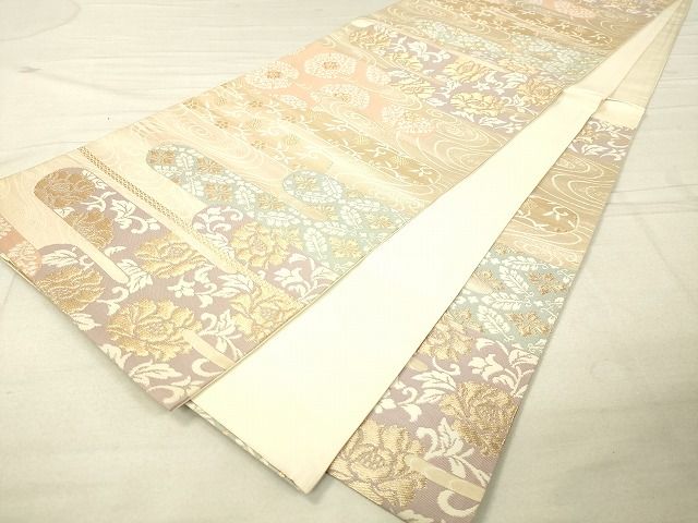 平和屋着物◎六通柄袋帯 霞取り花唐草文 金糸 逸品 DAAI3641tw