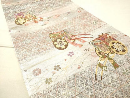 平和屋着物◎六通柄袋帯 御所車花文 金銀糸 逸品 DAAI3648tw