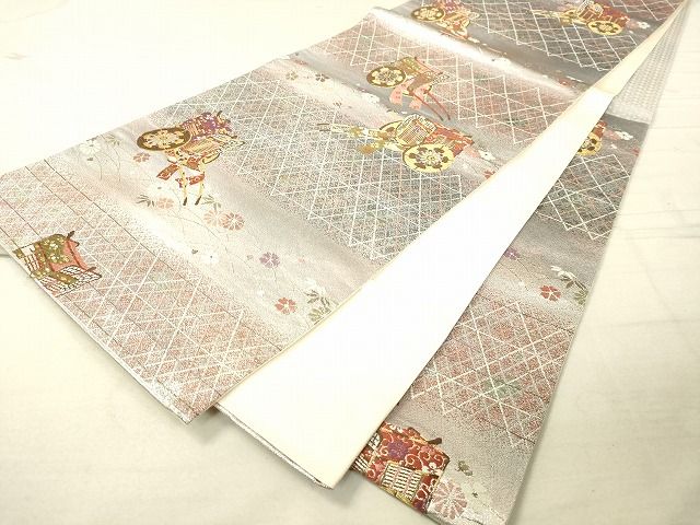 平和屋着物◎六通柄袋帯 御所車花文 金銀糸 逸品 DAAI3648tw