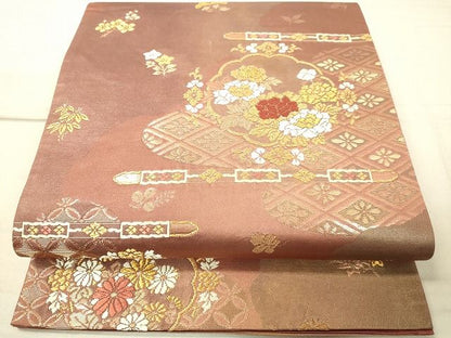 平和屋着物◎六通柄袋帯 道長吉祥花文 金糸 逸品 DAAI3657tw