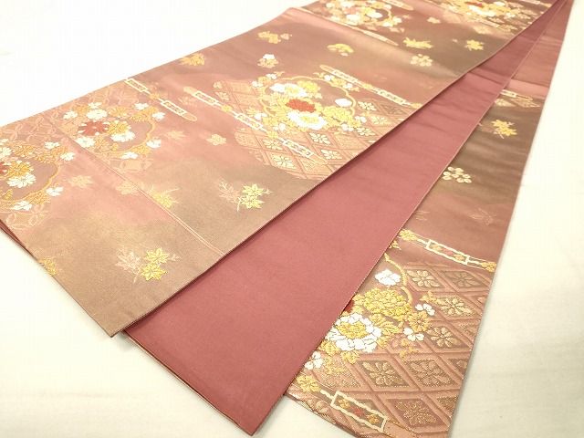 平和屋着物◎六通柄袋帯 道長吉祥花文 金糸 逸品 DAAI3657tw