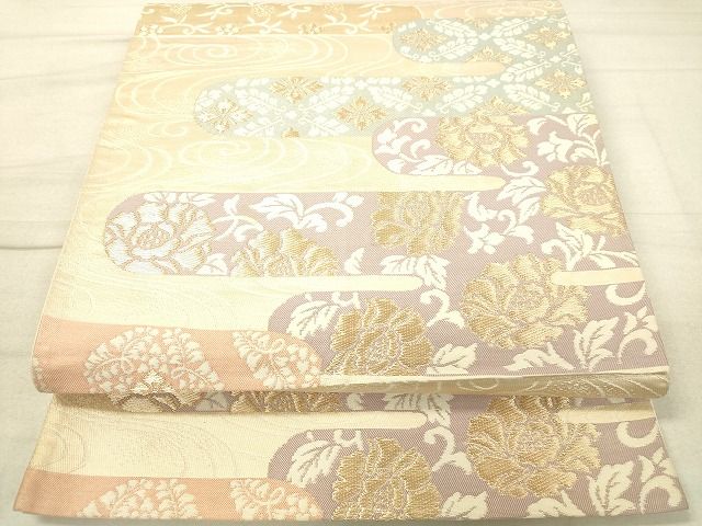 平和屋着物◎六通柄袋帯 霞取り花唐草文 金糸 逸品 DAAI3641tw